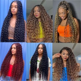 Ocean Wave Crochet Hair 24 Inch 2 Packs Deep Wave Curly Braiding Hair Extensions Synthetic Curly Crochet Hair For Black Women