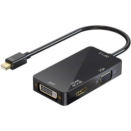 BeckenBower 3 in 1 Mini Display Port Converter Mini Displayport to DVI/VGA Adapter for Mac MacBook Air Thunderbolt DP to HDMI Compatible with DP V1.1 Version (Black)