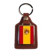 Spain With Crest Brown Leather Square Key Fob And Gift