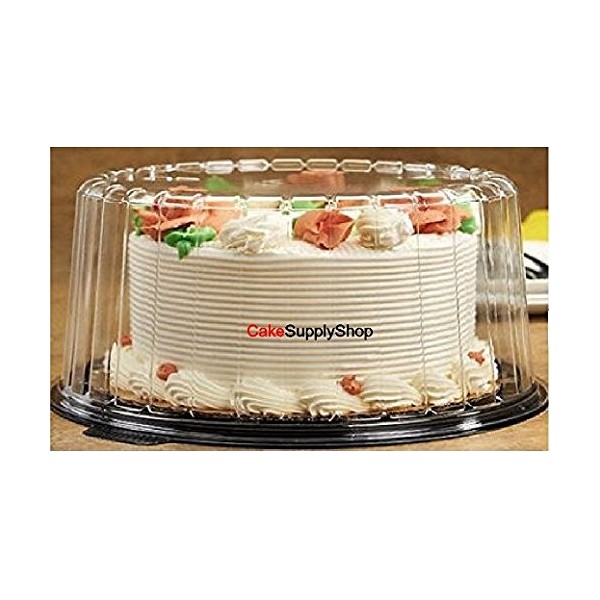 Cakesupplyshop 10-11inch Cake Double Layer Clear Cake Container Dome and Base Carry & Display Storage Box - 4pack