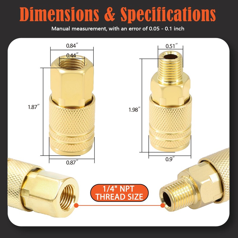 1/4" NPT Air Coupler and Plug Kit,48-Piece Industrial Quick Connect
