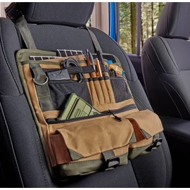 High Road Cairn Car Front Seat Organizer with Multipurpose Hanging and Pocket Storage, Waxed Nylon with Faux Leather Trim (12-pocket)