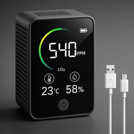 TOMO-1 CO2 meter sets NDIR sensor. Meet temperament, vochtigheid in CO2 level. Compact format. LED shear. Intelligent alarm. Long acuptor. Kleurcodes. Automatic calibration