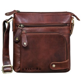 STILORD 'Cameron' Small Leather Shoulder Bag Vintage Messenger Bag Leather Bag DIN A5 8.4 Inch Tablet Bag Handbag Cross Body Bag Retro Leather Case, Porto - Cognac, shoulder bag