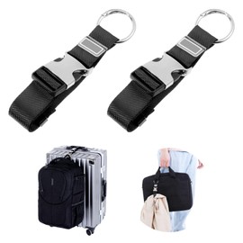2PCS Add a Bag Luggage Strap Jacket Gripper, Adjustable Suitcase Belt, Carry-On Baggage Suitcase Straps Belts, Travel Attachment Travel Accessories for Connecting Luggage or Backpack, Black