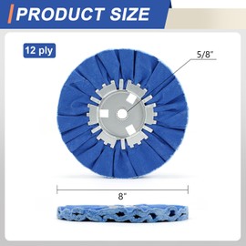 QZATTCAEN 8" Blue Airway Buffing Wheel,5/8'' Arbor Hole,12 Plys/Coarse Polishing for Angle Grinder,2PCS