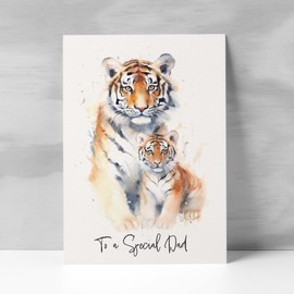 Postcard Prints - Birthday Card For Dad Card for Fathers Day Birthday Card For Her Birthday Card For Dad Happy Birthday Card For Dad with Tiger Illustration