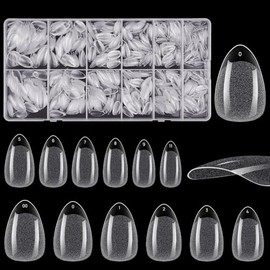 1008 uñas postizas cortas en forma de almendra, semimate, cobertura total, uñas acrílicas profesionales.