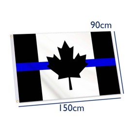 Black Canada Thin Blue Line Flag,3x5 FT Honoring Law Enforcement Officer Policeman Flag,36x60 Inch Large Double-Printed Durable 150D Thick Polyester Decorations with 2 Brass Grommet