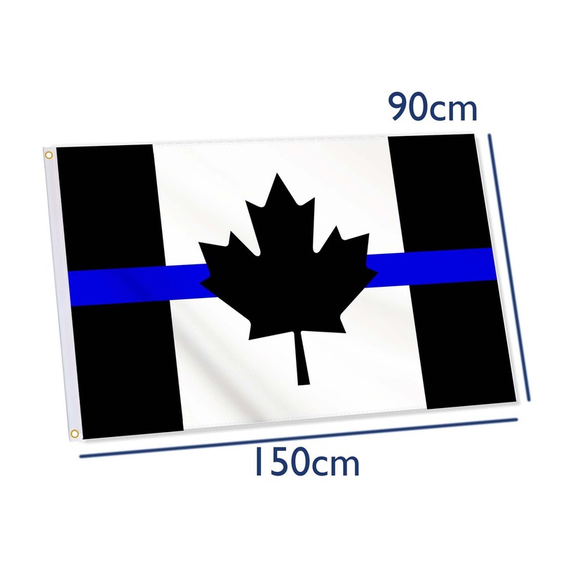 Black Canada Thin Blue Line Flag,3x5 FT Honoring Law Enforcement