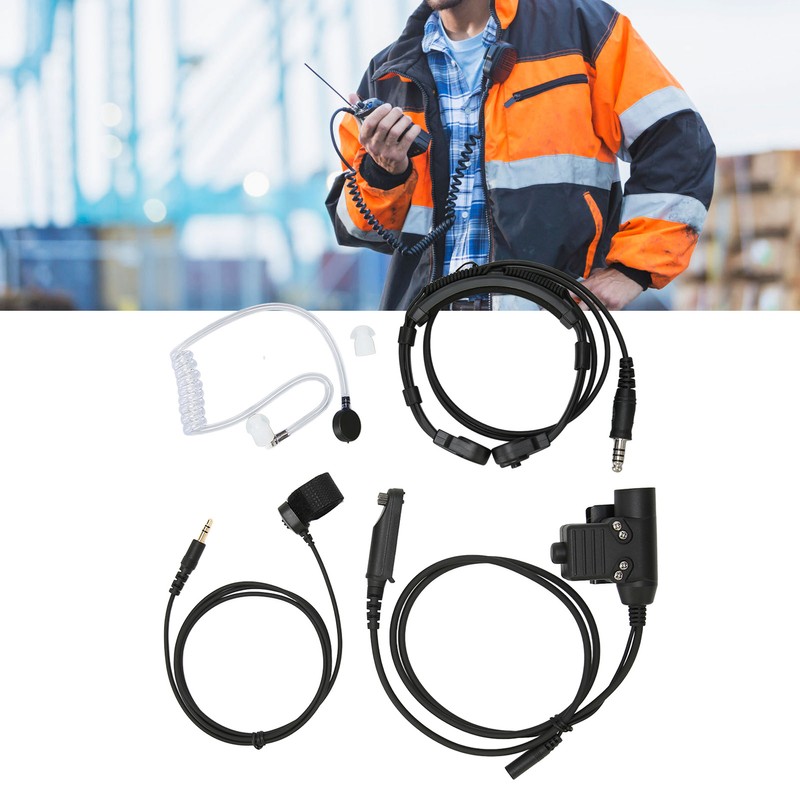 Throat Mic Headset 7.1mm Plug with PTT Adapter Push to