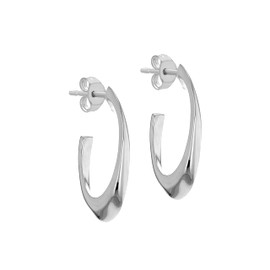 Tuscany Silver Oval Offset Creole Earrings