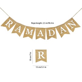 AOVNA Ramdan Kareem Bunting Banner Eid Burlap Banner Letter Banner Eid Celebration Eid Mubarak Ramadan Party Supplies Muslim Islamic Ramadan Kareem Decor for Indoor Outdoor