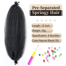 Marley Twist Braiding Hair 12 Inch Springy Afro Twist Hair Passion Twist Hair 8 Packs Marley Hair for Soft Locs Crochet Hair for Black Women Kinky Twist Hair for Braiding Hair Extensions