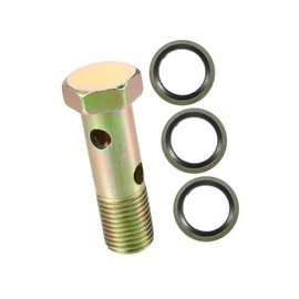 REPAIROCK Double Banjo Bolt Kit, M14x1.5 Length 51mm Metric Thread Turbo Brake Line Fitting Adapter Universal for Car Durable Metal Bronze Tone W/Washer Spacer Auto Replacement Parts