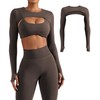 YEOREO Women Crop Top Long Sleeve Bolero Open Front Workout