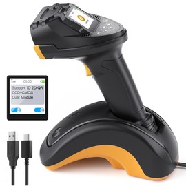 Inateck Bluetooth Barcode Scanner, 2D 1D Wireless Handheld Scanner, QR Code Scanner, Equipped with a Smart Base, CMOS+CCD Dual modules, Larger scanning Range, Supports app SDK
