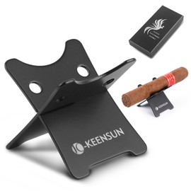 KEENSUN Stainless Steel Foldable Cigar Holder, Black Detachable Cigar Stand, Portable Cigar Travel Stand Rest, Comes with Luxurious Packaging is a Great Gift for Cigar Lovers