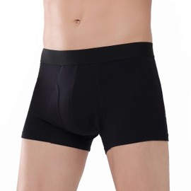 AIRCUTE Men Urine Incontinence Underwear Fly Front Opening Absorbent Leak Proof Boxer Briefs for Leakage Dribbles (X-Large, Black)
