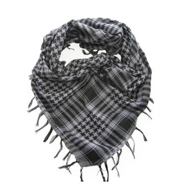 Unisex Chequered Arab Arafat Shemagh Kafiyah Desert Style Scarf Throw - Black/Grey