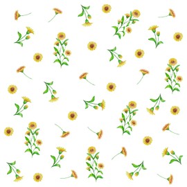 Maydahui Yellow Daisy Flower Wall Stickers Rustic Country Floral Wall Decals (50 x 50 Inch) Peel Stick Removable Pastoral Art Mural Decor for Kitchen Living Room Kids Bedroom Bathroom