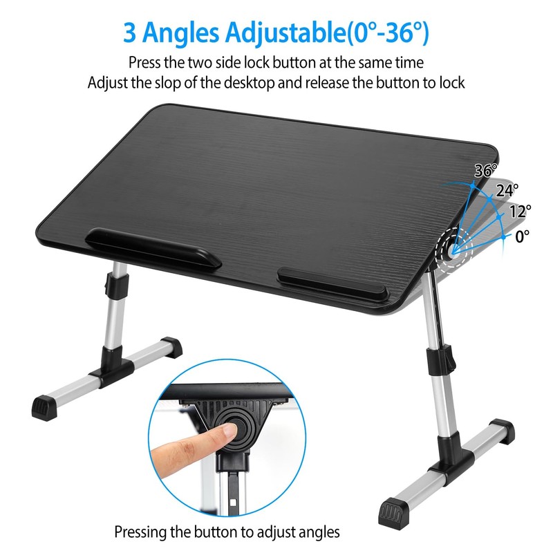 TeqHome Foldable Laptop Stand Height Angle Adjust Notebook Bed Desk
