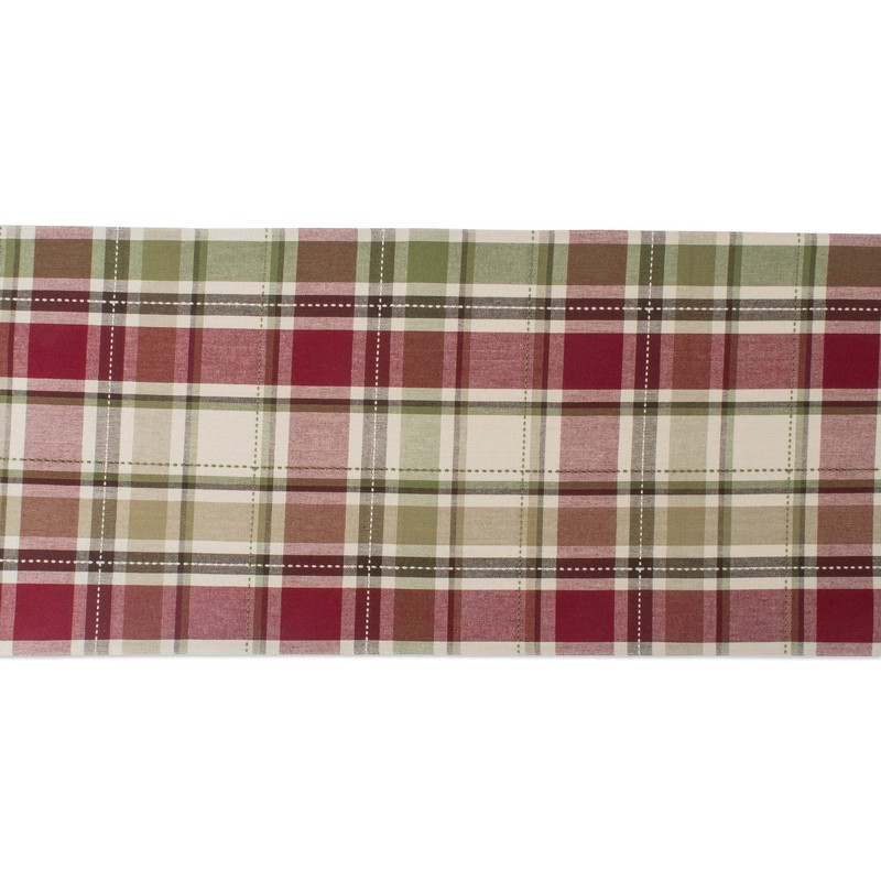 Contemporary Home Living 36" Burgundy and Green Rectangular Homespun Plaid