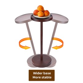 EVERBBKING Solid Acacia Wood Pedestal Side Table, Drink Table, Small End Table Pedestal End Table, Small Pedestal Table Small Round Table Martini Table