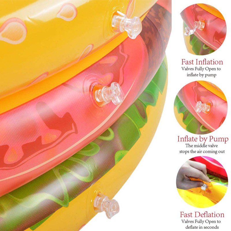 XFlated Hamburger 3 Ring Inflatable Kiddie Pool for Kids, 45