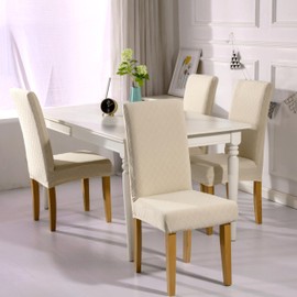 Lalluxy 100% Waterproof Chair Slipcovers for Dining Room Stretchy Soft Parson Chair Protectors for Party Pet Protection (Set of 4 Waterproof Beige)