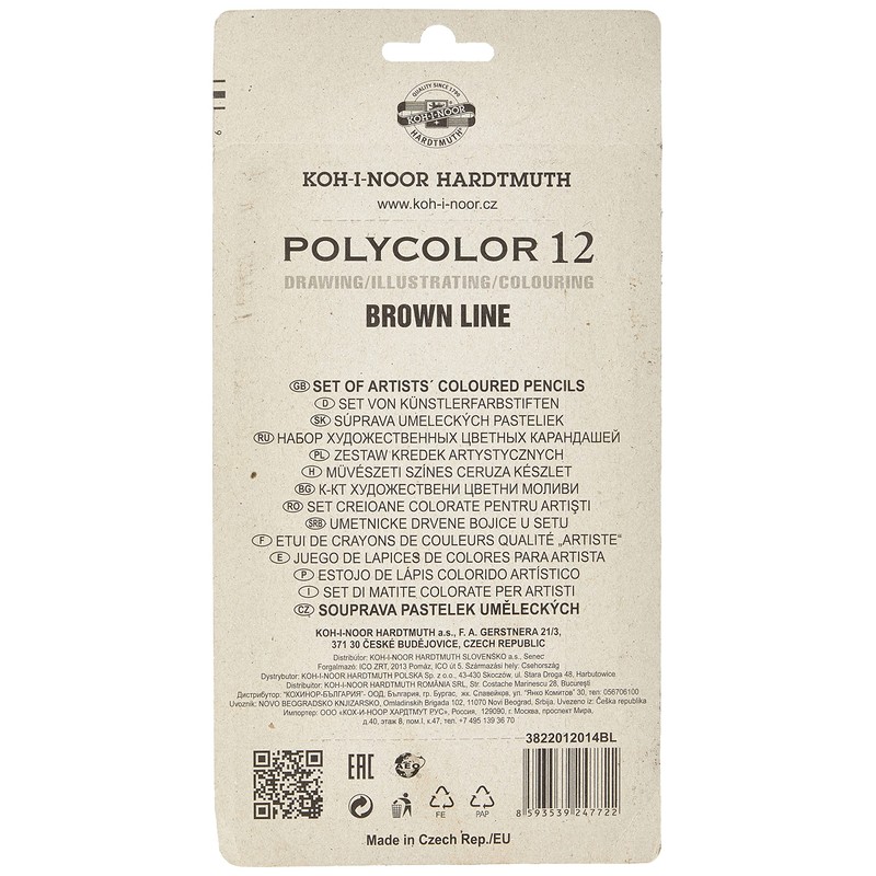 KOH-I-NOOR Polycolor Brown Line Artist's Coloured Pencils (Set of 12)