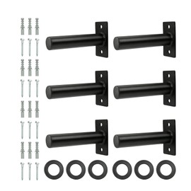 Wall Mounted Weight Plate Holder for 2 Inch Plates – Heavy Duty 300 Lb Capacity/Protective Rubber Pads – Space Saving Gym Organization for Home Garage, Commercial Fitness,6 Pack,Black