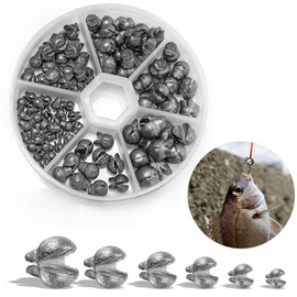 VEPEPE Pack of 100 Lead Shot Fishing Leads, Shot Lead Fishing with Storage Box, 6 Sizes Shotlead Fishing 0.5 g 1 g 1.5 g 2 g 3 g 4 g Removable Shot Fishing Lead for Carp Fishing (Silver, 6 Sizes)