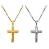 Flongo Rosary Men's Cross Pendant Women's Necklace Stainless Steel Silver