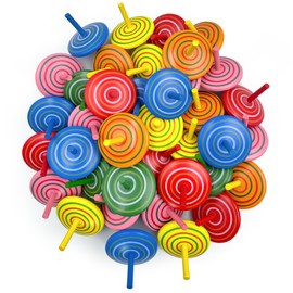 Zaleny 100 Pcs Wooden Spinning Tops for Kids Wood Spin Tops Colorful Classic Gyroscopes Educational Kindergarten Toys Party Favors