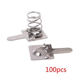 caralin 100 Pcs Metal Battery Spring Plate Set AA or Battery Positive and Negative onversion Spring Plate ontact Pieces Metal, Silver Tone