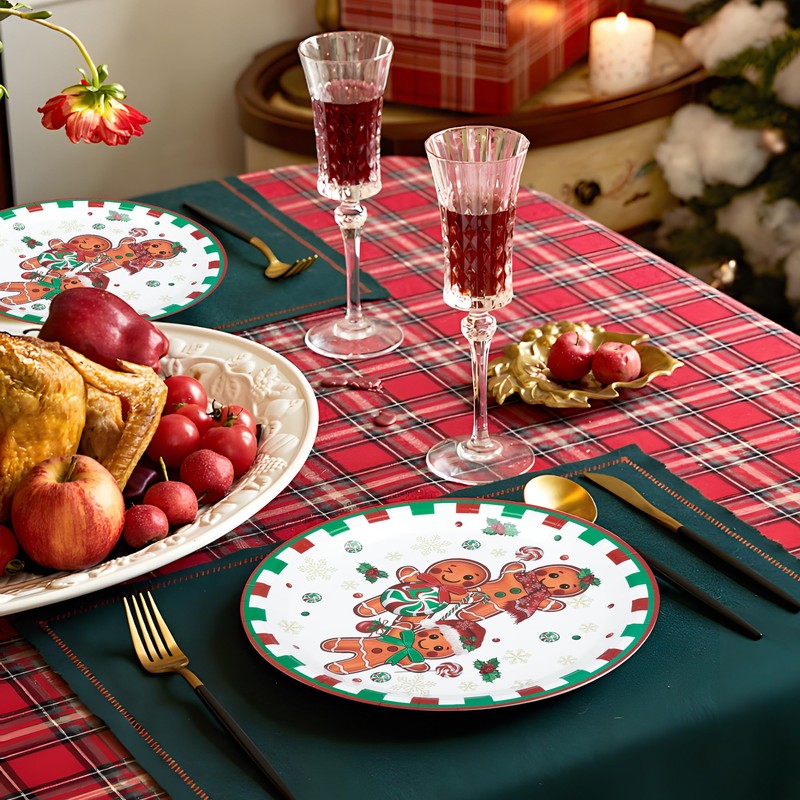 48 Pcs Christmas Gingerbread Man Paper Plates Gingerbread Candy Cane