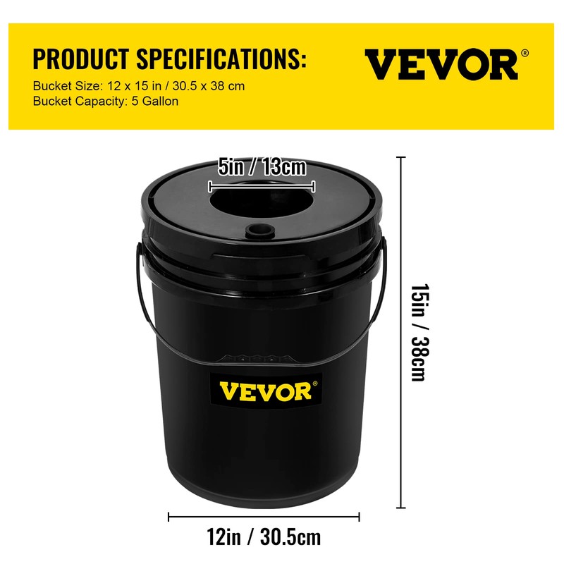 VEVOR DWC Hydroponic System, 5 Gallon 4 Buckets, Deep Water