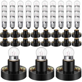 60 mini bombillas de tornillo E10 de color blanco cálido y soporte para foco E10 tipo de tornillo tipo foco de plástico negro para estudiantes experimentos accesorios de iluminación DIY (1,5 V, 0,3 A)