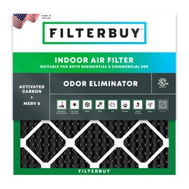 Filterbuy 20x20x1 Air Filter MERV 10 Odor & Allergy Defense with Activated Carbon (1-Pack), Electrostatic Pleated HVAC AC Furnace Filters Replacement (Actual Size: 19.50 x 19.50 x 0.75)