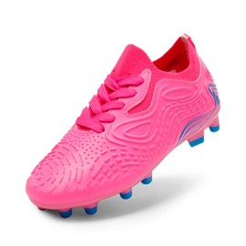 DREAM PAIRS Boys Girls Soccer Cleats Kids Football Shoes for Little/Big Kid,Size 1 Little Kid,Hot Pink/Royal Blue,SDSO2304K