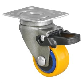 WAGNER Design 3C 01232501 Swivel Castor / Transport Castor / Furniture Castor Yellow / Blue Soft Tread Diameter 25 mm / Height 40 mm / Fixing Plate 30 x 40 mm / Load Capacity 12 kg