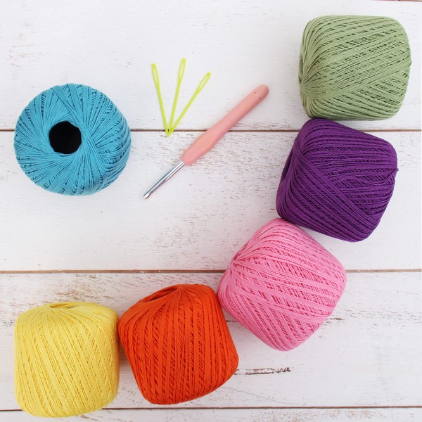 100% Pure Cotton Crochet Thread Set by Threadart - Size