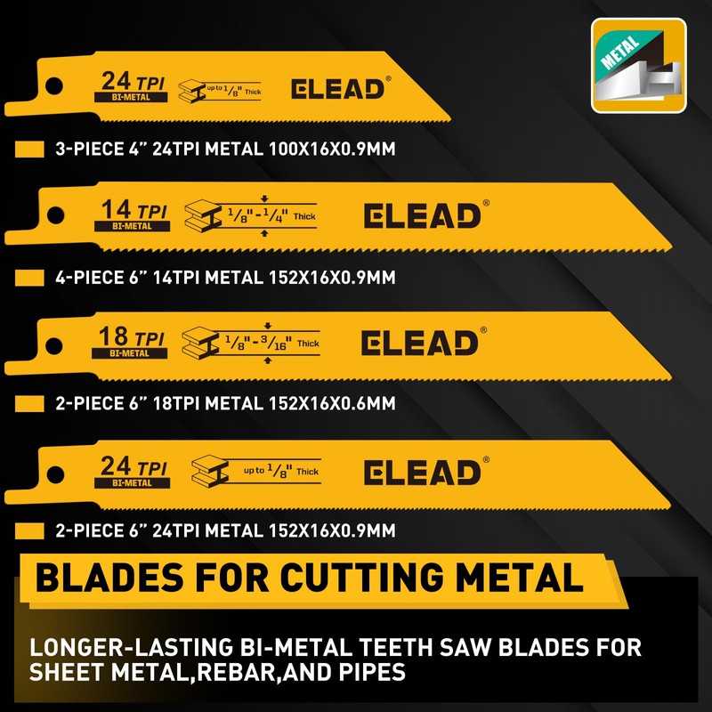 40-Piece Bi-Metal Reciprocating Saw Blade Set, Premium 4 & 6