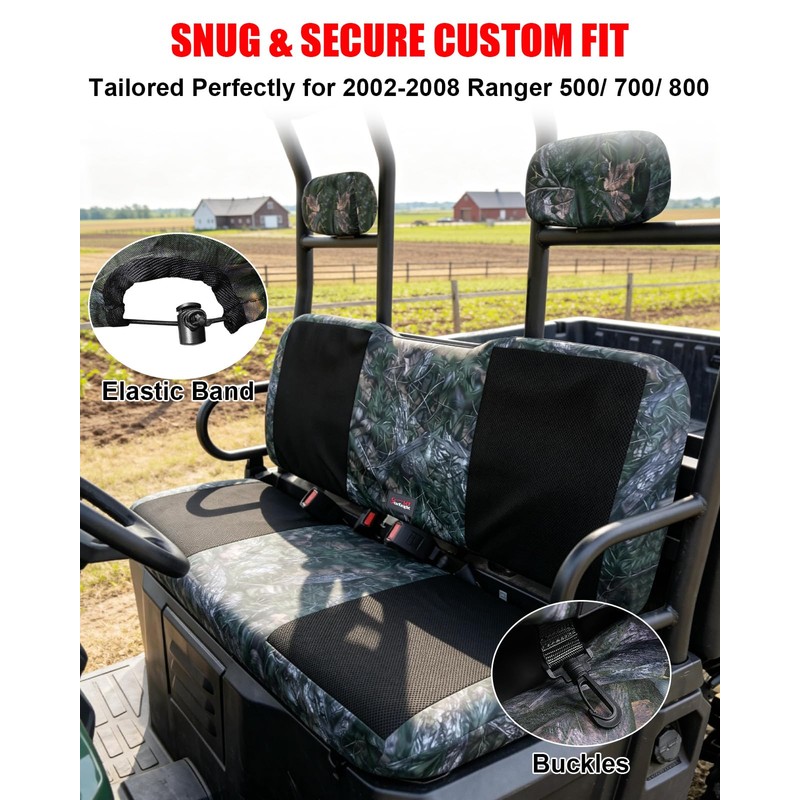 StarknightMT Camo Seat Covers Compatible with 2002-2008 Polaris Ranger 500
