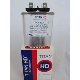 TITAN HD Run Capacitor 10 MFD 370 Volt Oval POC10A