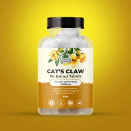 Amazing Botanicals Cat’s Claw Tablets - Organic Cats Claw Uncaria Tomentosa Herb 10x Extract 2000mg Each - Immune Support, Muscle & Joint Wellness Herbal Supplement - 30 Tablets
