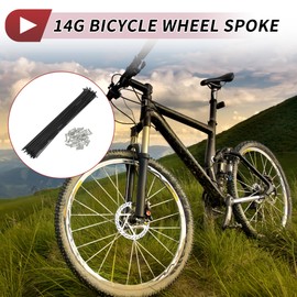 INFINAUTO 14G J Bend Bicycle Spokes 14G 220mm Length Bike Wheel Spokes with Nipple for MTB Wheel Spokes Black 45 Steel 36 Set
