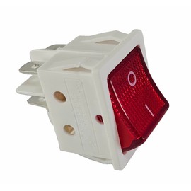 Rocker Switch White 4 Pin 16 A 250 VAC 30 x 22 mm Red Rocker Illuminated