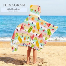 Bonsai Tree Summer Fruit Kids Hooded Beach Towel, Kids Poncho Towel for Boys Girls, Quick Dry 30''x50” Bath Towel for Pool Swiming Boys Gifts